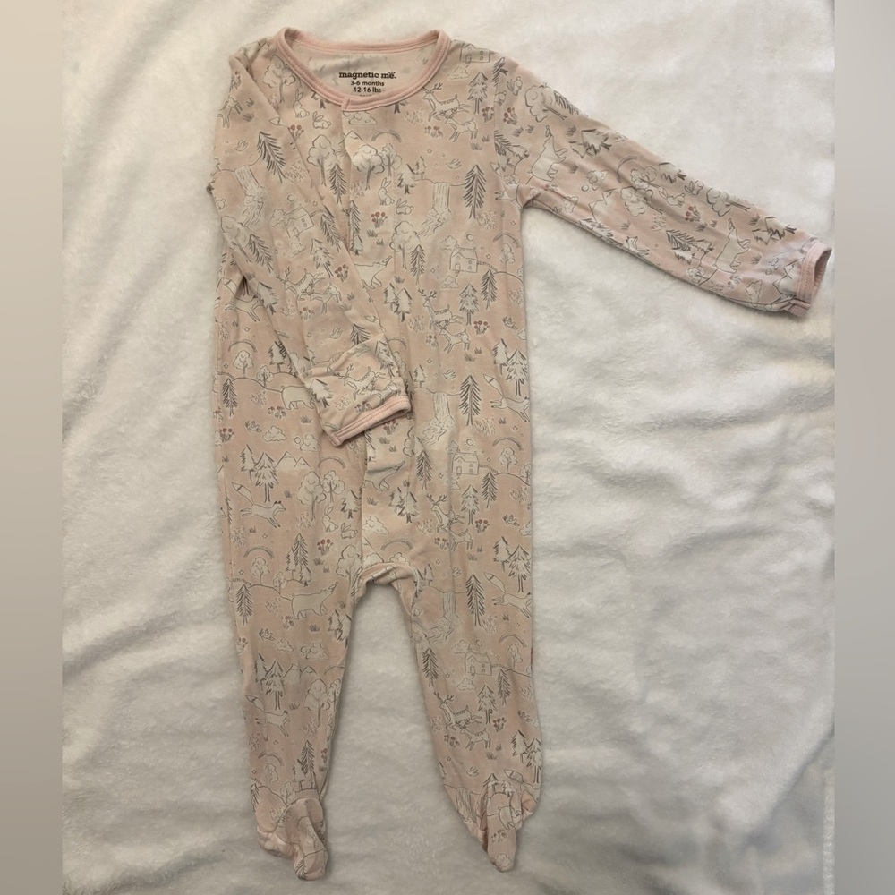 Magnetic Me Pink Forest Print Footie